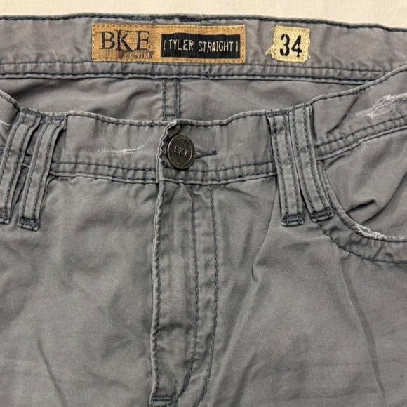 BKE Tyler Straight Leg Mens Gray 34x34 Cotton Button Zip Fly Pants Chinos - Picture 5 of 7